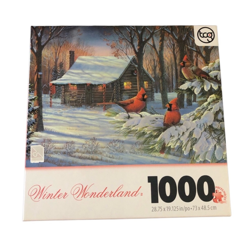 Winter Wonderland Cabin Cardinals 1000 puzzle piece‎ complete good condition